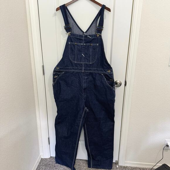 VTG Sears Roebucks Bib Overalls Carpenter Blue Denim Pockets Men’s 44X30 Durable